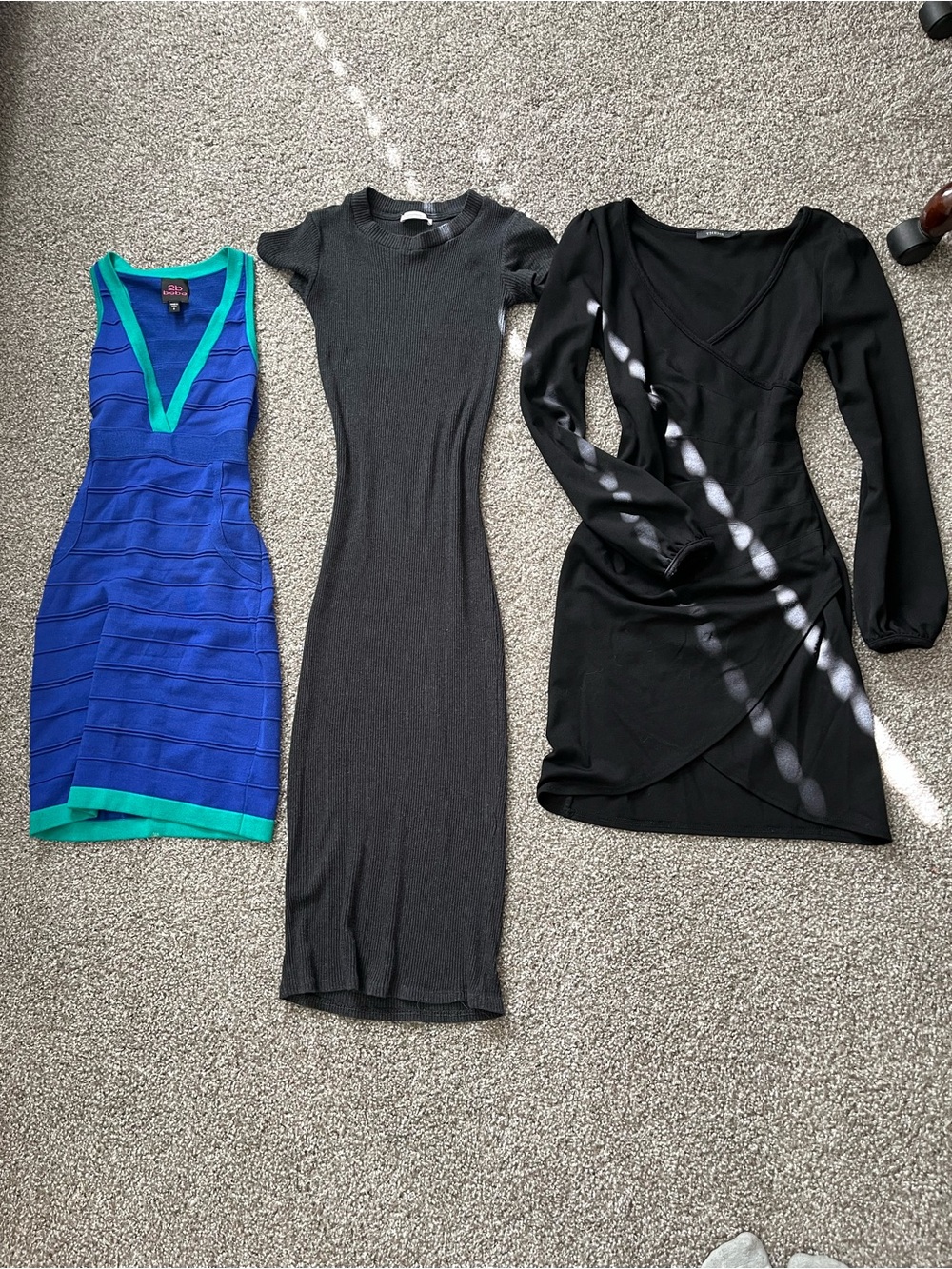 Bundle of 3 Dresses Midi Dress Mini Dress Black Grey Blue Neutral Dressy Y2K
